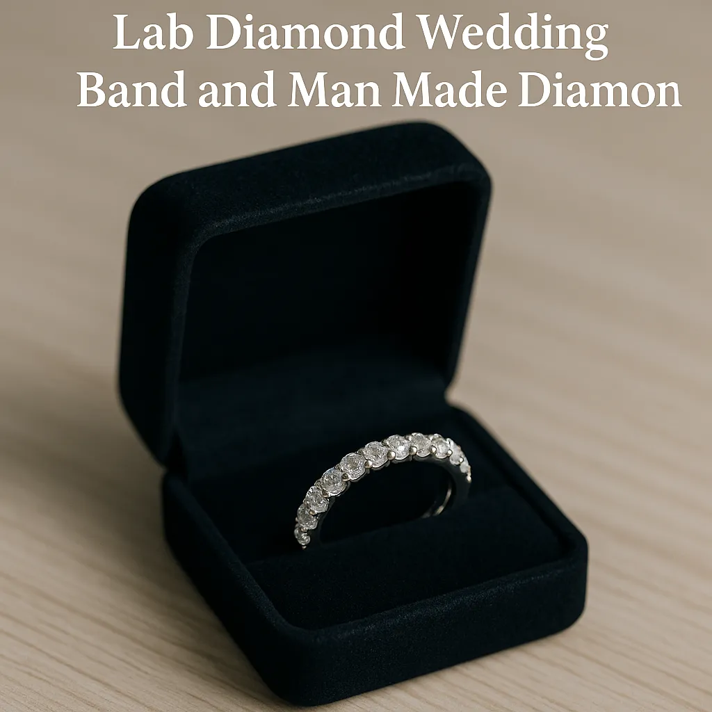Lab Diamond Wedding Band and Man Made Diamonds
